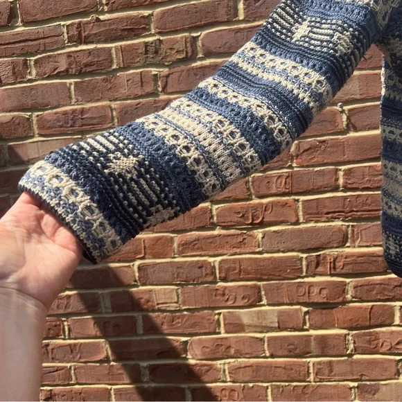 Orvis Women’s Striped Blue & Cream Sweater Sz M Eclectic Grandpa Cabincore Cozy - Picture 3 of 12
